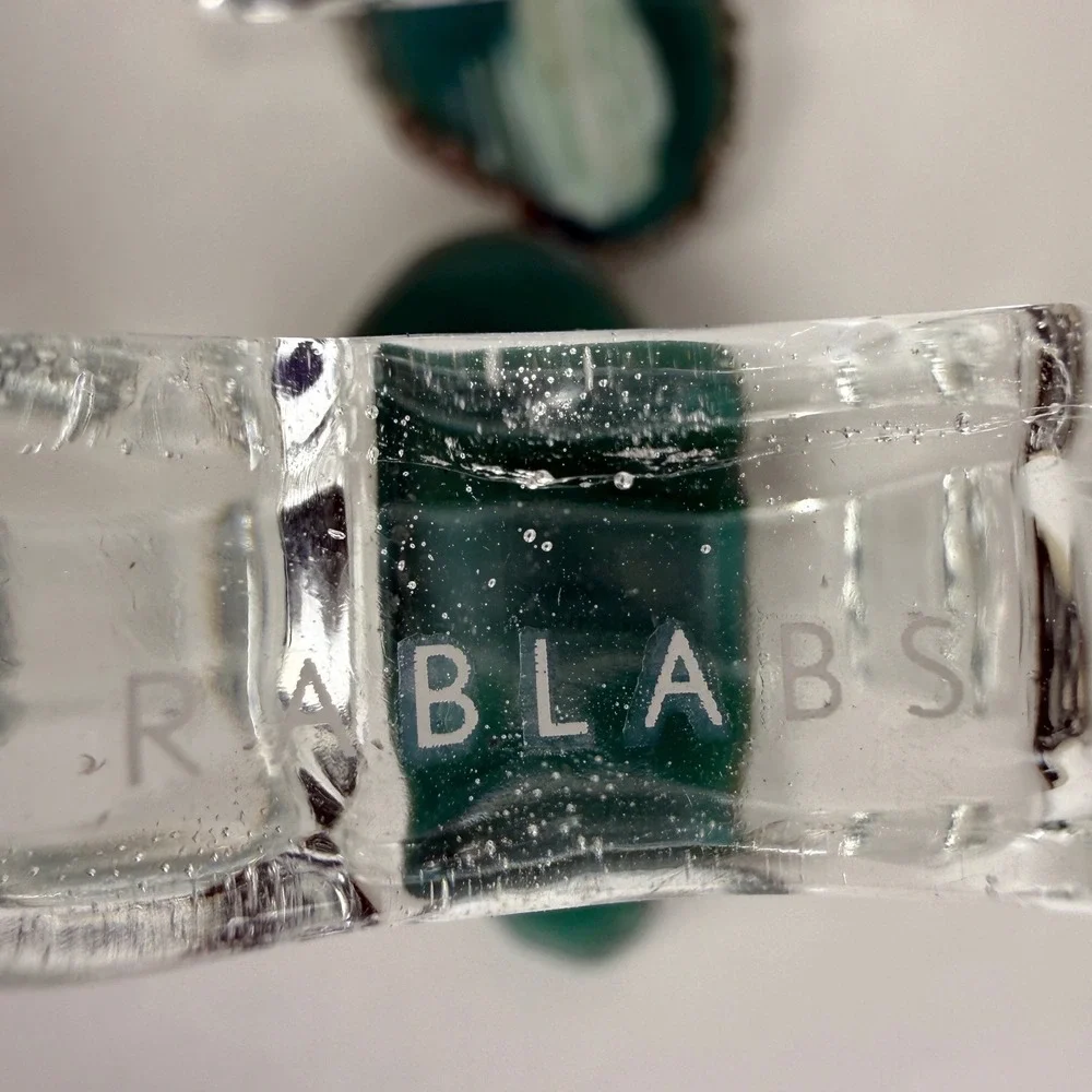 Rablabs Aleotto Brazilian Agate Napkin Rings Set of 2 Grass Green w Box